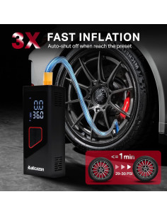 Compresor de aire portátil ALLCAZON 150 PSI, inflador para neumáticos 2