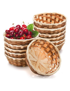 Cestas de Regalo Redondas Nicunom 12 Piezas de Bambú 17.78 cm