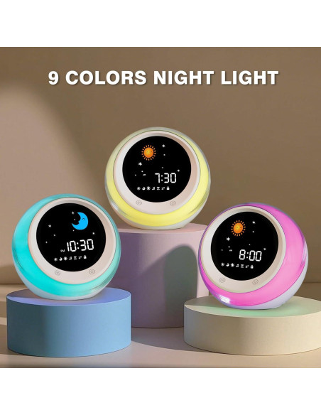 Reloj Despertador iHoo para Niños con Luz Nocturna y Alarma