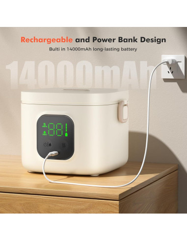 Caja de Almuerzo Eléctrica MODURE 800ml Inalámbrica con Carga USB