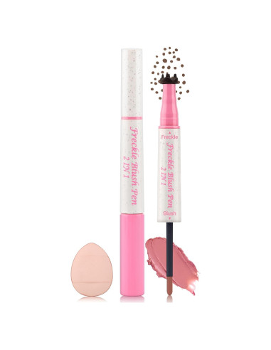 Bolígrafo de Rubor y Pecas 2 en 1 Jutqut - Marrón Claro y Rosa Suave