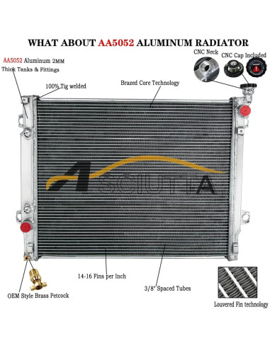 Radiador de Aluminio ASCIUTTA 3 Filas para Toyota Tacoma 2016-2023