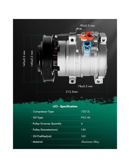 Compresor de A/C SCITOO para Toyota Corolla y Matrix 1.8L