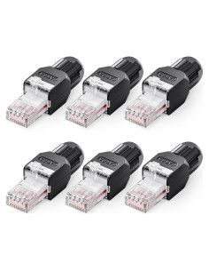 Conector RJ45 CAT6 VCELINK, 10 Gbps, Paquete de 6, Negro
