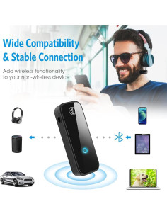 Adaptador Bluetooth 5.3 JXTZ para Coche 2 en 1 Transmisor y Receptor 2
