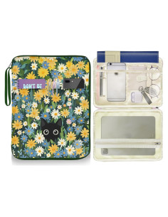 Funda de libro impermeable LAOTANGJIA Gato y Flor 34.8x25.9cm