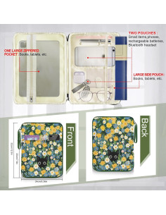 Funda de libro impermeable LAOTANGJIA Gato y Flor 34.8x25.9cm 2