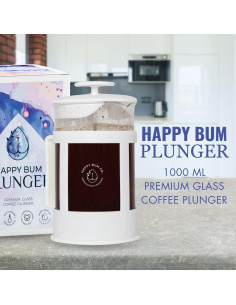 Prensa Francesa de Café Happy Bum 1L Vidrio y Acero Inoxidable 2