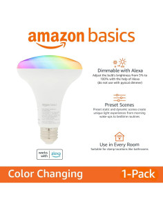 Bombilla LED inteligente BR30 Amazon Basics 9W RGBW E26 2