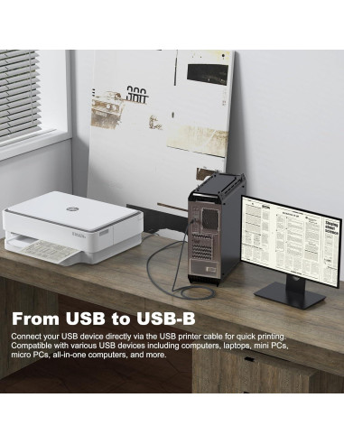 Cable de Impresora USB 2.0 FEMORO 10 Pies (3.05m) Alta Velocidad