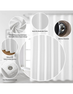 Cortina de Ducha Miss Selectex Waffle Blanca 183x183 cm Impermeable 2