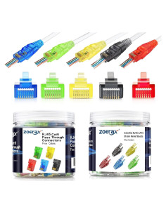 Conectores RJ45 Passthrough Cat6 ZOERAX 100-Pack con Botas