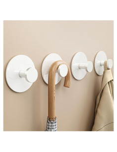 Gancho Adhesivo para Pared Bussdis 4 Piezas Acero Inoxidable Blanco