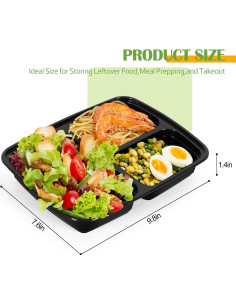 Paquete de 50 Contenedores KANEODOT 1.1 L 3 Compartimentos 2