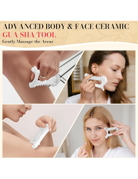 Herramienta Facial Gua Sha Cerámica 9 en 1 Worive - Masaje y Cuidado de la Piel