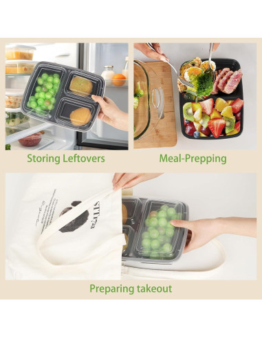 Paquete de 50 Contenedores KANEODOT 1.1 L 3 Compartimentos