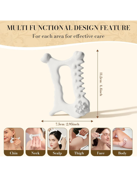 Herramienta Facial Gua Sha Cerámica 9 en 1 Worive - Masaje y Cuidado de la Piel