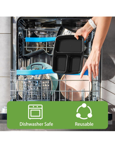 Paquete de 50 Contenedores KANEODOT 1.1 L 3 Compartimentos