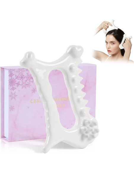 Herramienta Facial Gua Sha Cerámica 9 en 1 Worive - Masaje y Cuidado de la Piel