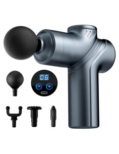 Pistola de Masaje LEK-518X-8 Portátil con 4 Cabezas Intercambiables