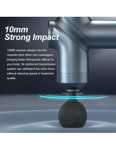 Pistola de Masaje LEK-518X-8 Portátil con 4 Cabezas Intercambiables