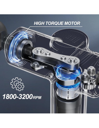 Pistola de Masaje LEK-518X-8 Portátil con 4 Cabezas Intercambiables