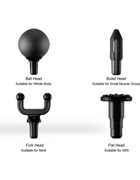 Pistola de Masaje LEK-518X-8 Portátil con 4 Cabezas Intercambiables