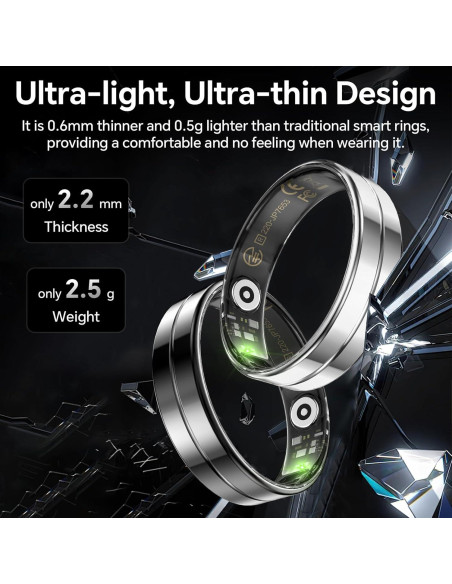 Anillo Inteligente Mingtawn Oro Talla 12 Monitoreo Salud 24/7 Anillo Inteligente Mingtawn Oro Talla 12 Monitoreo Salud 24/7