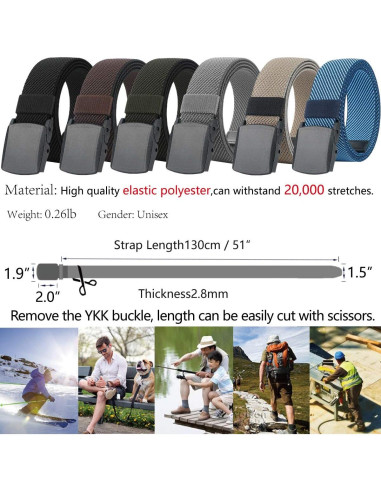 Cinturón Elástico LionVII para Hombre Ajustable 68.6-124.5 cm