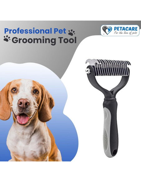 Cepillo Doble Cara PETACARE para Mascotas - Deshedding y Desenredado