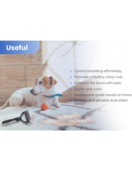 Cepillo Doble Cara PETACARE para Mascotas - Deshedding y Desenredado