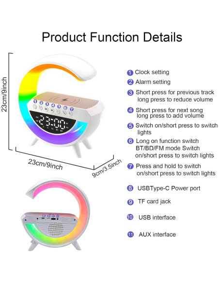 Lámpara de Mesa LED Inteligente CEIMUIK con Cargador Inalámbrico