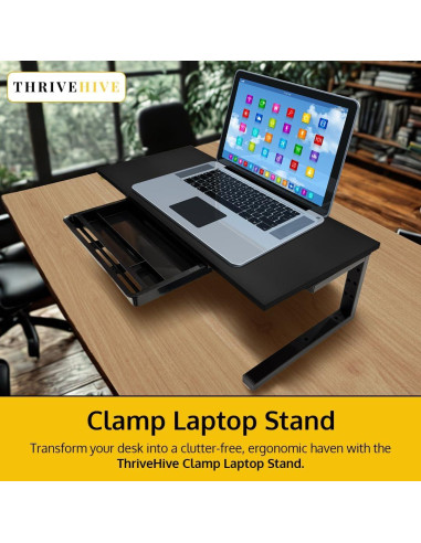 Soporte Elevador de Monitor Ergonómico ThriveHive con Cajón - Negro