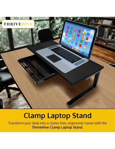 Soporte Elevador de Monitor Ergonómico ThriveHive con Cajón - Negro