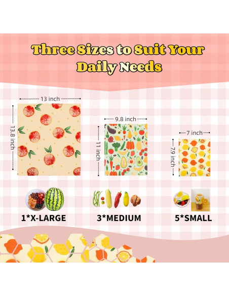 Envoltorios de Cera de Abejas Sulieschen - 9 Piezas Ecológicas Envoltorios de Cera de Abejas Sulieschen - 9 Piezas Ecológicas