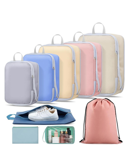 9 Piezas Cubos de Compresión Clysee para Viaje Multicolor