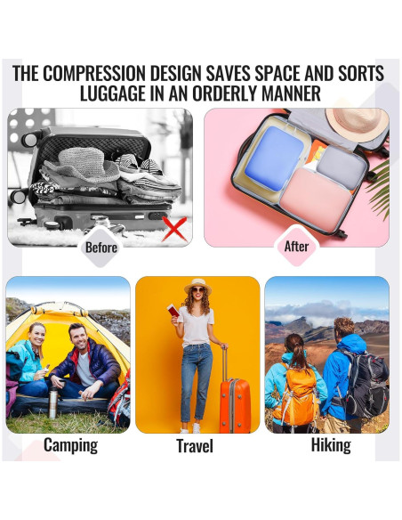 9 Piezas Cubos de Compresión Clysee para Viaje Multicolor