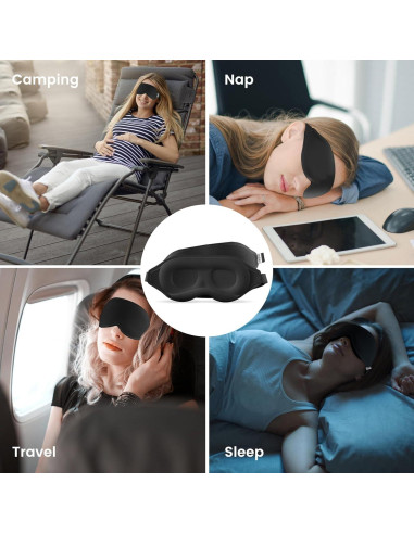 Máscara de Sueño Audree 3D Bloqueadora de Luz Negra