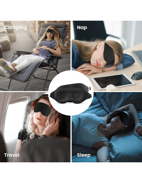 Máscara de Sueño Audree 3D Bloqueadora de Luz Negra
