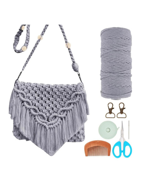 Kit de Bolsa de Macramé DIY INFUNLY para Adultos - Boho con Borlas