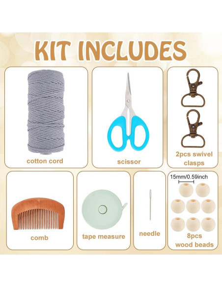 Kit de Bolsa de Macramé DIY INFUNLY para Adultos - Boho con Borlas