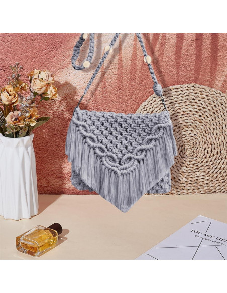 Kit de Bolsa de Macramé DIY INFUNLY para Adultos - Boho con Borlas