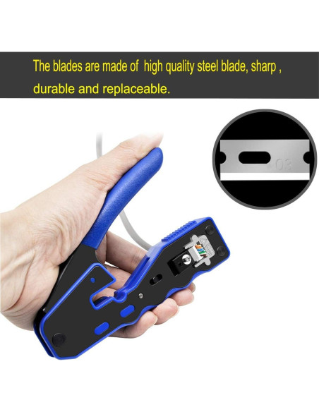 Kit de Crimpado RJ45 PETECHTOOL con Pelacables y 10 Conectores