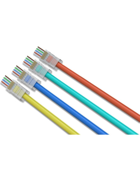 Conectores RJ45 Cat6A 50 Unidades 23AWG Passthrough PETECHTOOL