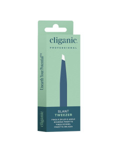Pinzas de Cejas Cliganic Punta Inclinada Acero Inoxidable Azul