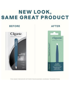 Pinzas de Cejas Cliganic Punta Inclinada Acero Inoxidable Azul 2