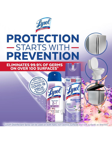 Spray Desinfectante Lysol 3 en 1 - Lavanda y Neutraair 19oz