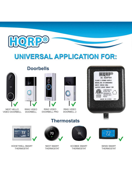 Adaptador de CA HQRP 24V 300mA para Nest y Termostatos