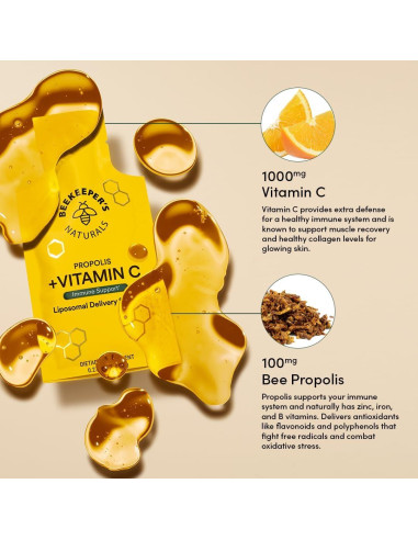 Vitamina C Liposomal Beekeeper's Naturals 1000mg 12 Paquetes