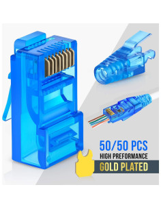 Conectores RJ45 Cat6 de Paso con Botas de Alivio - 50 Piezas 2